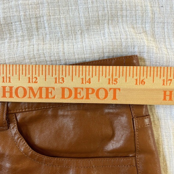 $395 A.L.C‎ Women's Cognac Freddie Faux Unlined Logo Vegan Leather Pant Size 8 - Picture 7 of 9